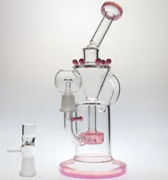 Cheap 9.2" newest USA colored glass recycler oil rig glass bong water pipes party supplies glass bowl dome and nail 14.4mm joint