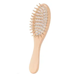 Natural Wooden Hair Brush Organic Bamboo Bristles Pins Hairbrush Eco-Friendly Reduce Frizzy and Scalp Massager 22x6x3.5cm