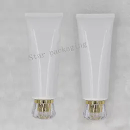 20pcs 100gの空の銀/金のねじのふたの白いPEの柔らかい化粧品の柔らかい管のプラスチック化粧品の容器