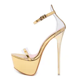 Designer-H Heels 6cm Platform Luxury Sandals Lady Gold Black Pumps Sexy Party Prom Catwalk Strap Shoe