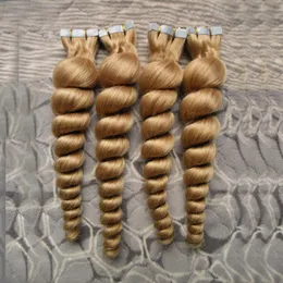 ＃613 Blach Blondeブラジルのルースウェーブヘアの皮の緯度テープヘアエクステンション未処理のバージンブラジルの毛（80pcs）
