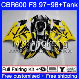 Bodys + Tank لهوندا CBR600FS CBR 600F3 أصفر أسود ساخن CBR 600 F3 FS 97 98 290HM.33 CBR600RR CBR600F3 1997 1998 CBR600 F3 97 98 Fairing