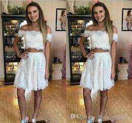 2019 Cheap Delicate Two Pieces Lace Homecoming Dress Mini Short Juniors Sweet 15 Graduation Cocktail Party Dress Plus Size Custom Made