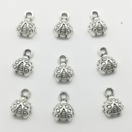 200pcs lady beetles Animal Charms Pendants Retro Jewelry Accessories DIY Antique silver Pendant For Bracelet Earrings Keychain 11*8mm