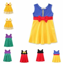 Hot Summer Girls Sleeveless dress Mermaid Kids Princess Dresses With Bow ins Girl Casual Cosplay Costume dress