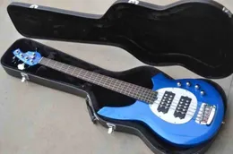 Custom Built Shop Blue 5 String Bongo Bass Guitar Music Stingray