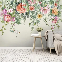 Photo Wallpaper 3D Moda Vintage Ręcznie malowane Kwiaty Malowidła Salon Styl Styl Distorski Wystrój Wall Papiery na 3 d