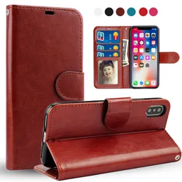 Cyberstore dla iPhone'a 11 XS Max XR 8 plus Cyberstore Retro Flip Stand Portfel Leather Case PhotoFrame Pokrywa telefonu dla Samsung S9 S10