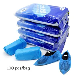 100Pcs Disposable CPE Plastic Shoe Covers For Outdoor Indoor Anti Slip Shoes Cover Overshoes Protective 33cm * 13cm