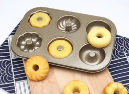 Nyaste bakformar Golden Non-Stick Tre Flower Donut Mote 6-Cookie Cookie Baking Carbon Steel Cookie Mold