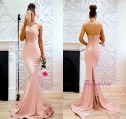 2019 Lato Wiosna Druhna Dress Mermaid Halter Długie Kraj Garden Garden Formalna Party Wedding Guest Honor Gown Plus Size Custom