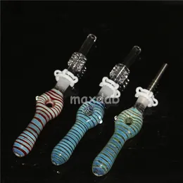 smoking Glass nectar with titanium Tips Dab Straw Oil Rigs Silicone water pipe ash catcher for bong