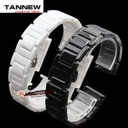 Wholesale-14mm 16mm 18mm 20mm High quality Silver Depolyment Watch Buckle and White Ceramics Watch Bands Bracelets Common