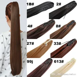 Big Discount 100% Natural Brazilian Remy Human hair Ponytail Claw Clips in/on Human Hair Extension Straight Hair 2pcs 200Gram, Free DHL