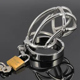 Stainless Steel Male Chastity Device Cock Cage Penis Ring Ring Virginity Lock Sex Toy for Men Penis Sleeve Bondage Chastity Belt