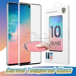 3D -krökt fodralvänligt härdat glas Small Version Screen Protector Film Edge Lim för Samsung Galaxy S23 Ultra S22 S21 S20 Plus S10 5G S9 S8 Obs 20 10 9 Med paket