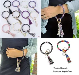 Freeshipping Personalized Enamel Disc Big O Wristlet Keyring Hot Sale Monogram PU Leather Tassel Bracelet Keychain