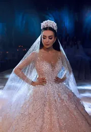 Роскошное арабское бальное платье, свадебное платье, блестящие кружевные аппликации из бисера, свадебное платье принцессы, большие размеры, Vestido De Noiva, на заказ290L
