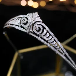 Europeisk enkel mousserande full zirkon brud tiaras kronor pläterade kristall bröllop hårband för brudar brudtärna smycken t190629
