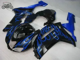 High quality Chinese Fairing kits for Kawasaki Ninja 2007 2008 ZX6R 07 08 ZX 6R ZX636 blue fames motorcycle full set fairings bodywork