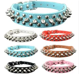 Dog Collar (50 Pieces/Lot) Hot Sale Leather Pet Products Red/Black/Pink/Brown/White/Blue free shipping by UPS