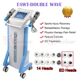 ESWT 2 Handtag Vertikal Shockwave Therapy Maskin Slimming Shock Wave Tennis Elbow Behandling Smärta Avlastning Ed Treat