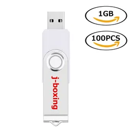 Partihandel 100st 1 GB USB Flash Drives Metal Swivel Flash Memory Stick For PC Laptop Tablet Pen Drive Thumb Storage 10 Färger Gratis frakt
