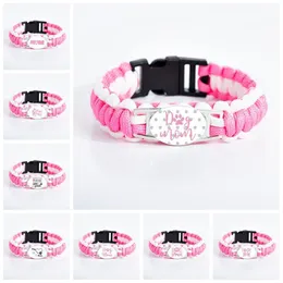 Hund katt mamma charm armband för kvinnor mor glas cabochon klo tecken rosa utomhus sport bangle mode smycken i bulk