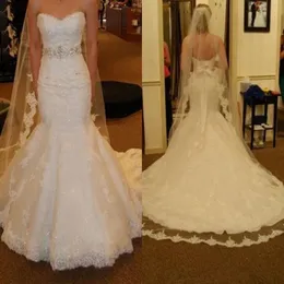 cheap Crystal Mermaid Wedding Dresses Bridal Gowns Appliques Sweetheart beaded lace Low Back Top Sale vestido de noiva Custom Made