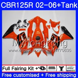 Karosserie + Tank für HONDA Orange Schwarz CBR-125R 125CC CBR125RR CBR125R 02 03 04 05 06 272HM.13 CBR 125 R 125R 2002 2003 2004 2005 2006 Verkleidung