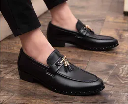تعزيز الفاخرة الرجال اللباس أحذية أزياء الرجال شرابة المتسكعون الأحذية جلد طبيعي الايطالية اللباس الرسمي مكتب أوكسفورد أحذية للرجال 38-46