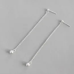 Nowy Autentyczny 925 Sterling Silver Długi Łańcuch Dangle Kolczyki Proste Koraliki Tassel Pure Silver Kolczyk Kobiet Prezenty