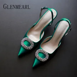 Women Heels Female Pumps Women Shoes Fashion Metal Decorative Buckle Strape Ladies Diamond Wedding Shoes Dress 2019 DE