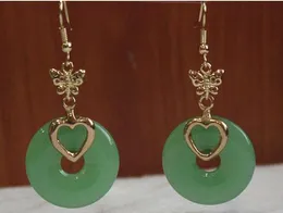 2 Opciones al por borgmästare Nuevo Diseño de 25mm Verde Jade Natural 18kgp Señora Encantador Pendientes