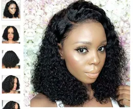 Full Lace Paryks Pre Plocked With Baby Hair 130% Täthet Curly Lace Front Human Hair Wigs Brasilian Remy Hair