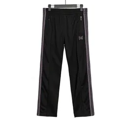 Nålar 3 färger mode Sweatpants Butterfly broderade sidor rand män kvinnor långa byxor dragskon high street v3ws