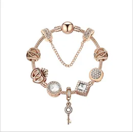 2019 New Rose Gold Charm Bracelets Charms Crystal Key Knowant for Women Original Diy Jewelry Fit European Charm Women Gift