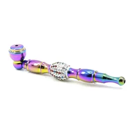 Zinc Alloy Metal Smoking Pipe with Beads 12MM Metal Bowl Metal Smoking Hand Spoon Pipe Tobacco Fit Dry Herb Pipes VT0161