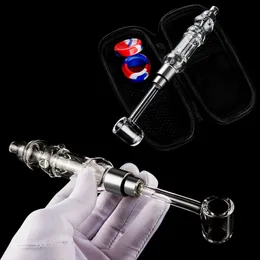 Kit para fumar CSYC NC025 Mini cachimbo de mão com pontas de titânio de 510 fios inoxidável Dab Tool Zipper case Concentrate Oil Rigs Hand Pipes