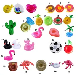 27 Stil Mode aufblasbare Becher Float Flamingo Halter Untersetzer aufblasbare Getränkehalter für Schwimmbad Luftmatratze für Cup Party Supplies