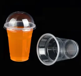 Copo de 360 ​​ml com tampa copo de plástico descartável copo de suco de frutas alimentos Transparente grande capacidade SN3563