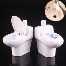 Divertente accendino creativo ricaricabile a forma di toilette accendini a gas butano bianco collezione di decorazioni per la casa