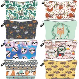 Digital Bride Makeup Bags Rainforest Sloth Print Cosmetic Bag Women Travel Makeup Zipper Bag Ladies Cosmetic Pouch Gift Bag