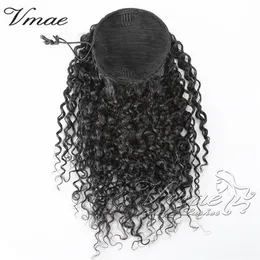 Brazilian Virgin Human Ponytail 140g 3A 3B 3C Kinky Curly Natural Hair Horsetail Tight Hole Clip In Drawstring Hair Extension