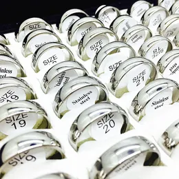 100pcs/lot silver ring 커플 남성 여성 Unisex Silver 6mm 스테인레스 스틸 보석류 결혼 약혼 파티 도매 부부 Bulk Brand New