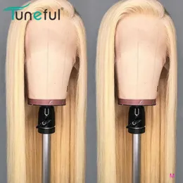 613 Blonde Lace Front Wig Straight 13x4 Pre Plucked Tuneful Brazilian Hair 150% Blonde Lace Wigs 8-26 Inch