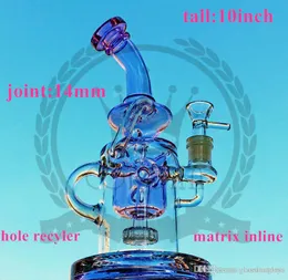 Corona Glass bong hookah New cool 14mm colorful Smoking Water percolator Pipe tall dab purple Glass oil rig