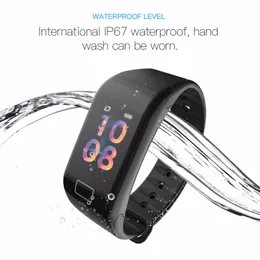 F1s pulseira inteligente tela cor monitor de oxigênio do sangue relógio inteligente monitor de fitness rastreador de fitness smart wristwatch para iphide android
