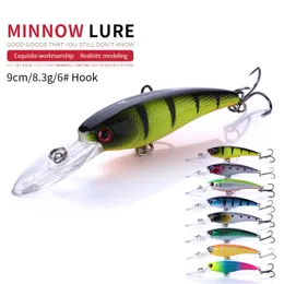 NEWUP 8pcs 9cm 8.3g Qualità Minnow Pescaria Fishing Lure 3D Eye Bass Topwater Hard bait crankbait wobblers Per attrezzatura da pesca