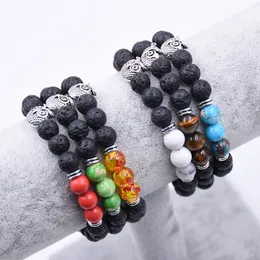 2019 Free shipping 10pc/lot New Owl Natural Stone Beads Bracelet Bangle for Men Women Yoga Lava Stone Jewelry Fashion Accessories for Lovers